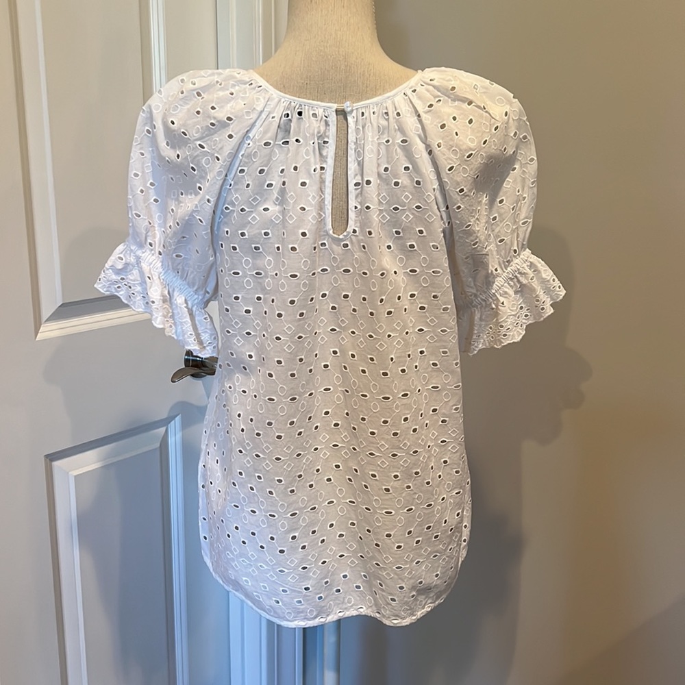 White cotton islet short sleeved blouse American Thread - Picture 4 of 7